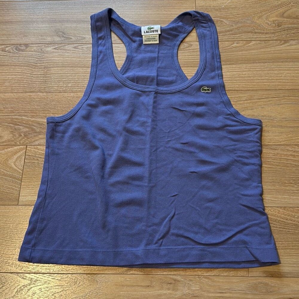 Lacoste vintage purple tank top size 40 with‎ green crocodile